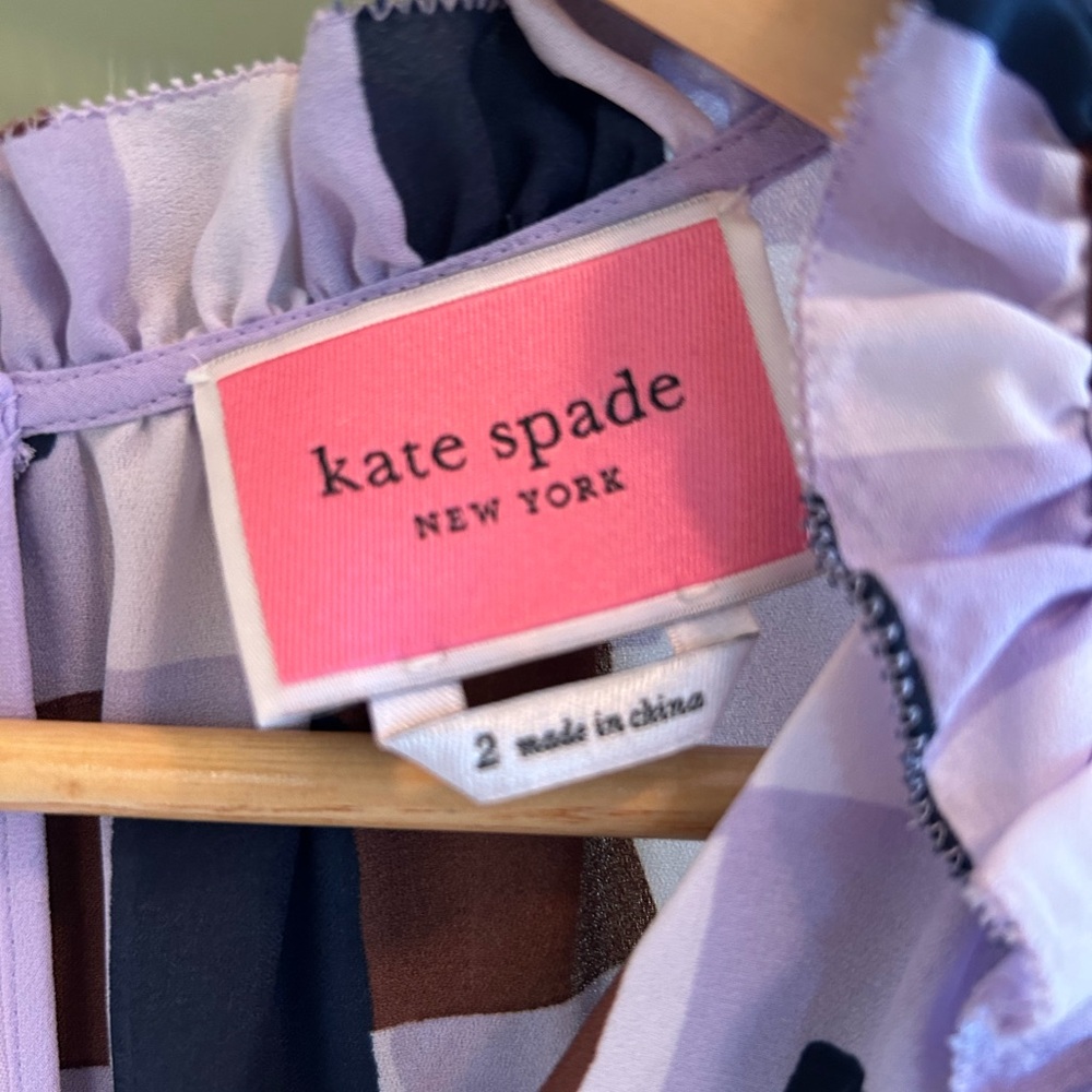 KATE SPADE NEW YORK Women’s Mini Dress Geo Squares Purple/Brown/Navy Size 2 - Picture 4 of 16